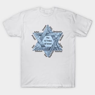 The 12 Tribes of Israel - Star of David with Tribes listed T-Shirt